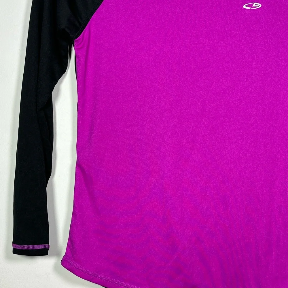 Champion Duo Dry Magenta Black Long Sleeve Athletic Workout Shirt tee L‎ 10-12